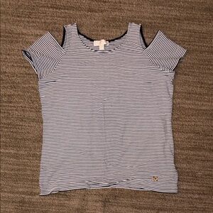 MK women’s Striped Cold Shoulder Top